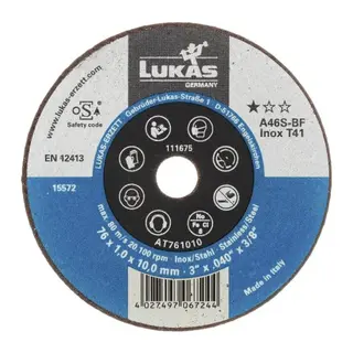 Kappeskive 076 x 1 x 10mm A46S-BF INOX