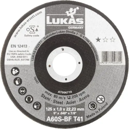 Kappeskive 125x1,0x22 A60S-BF Stål 