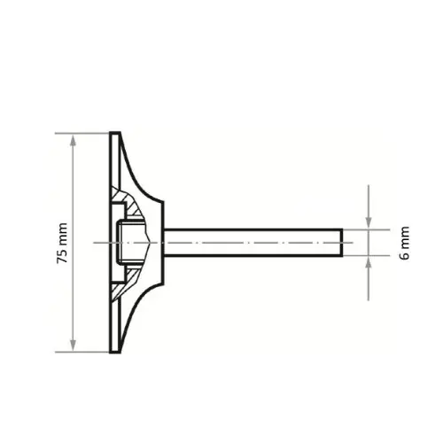 Quick-Lock holder S 75 M, 6mm spindel Gummi for stålring 